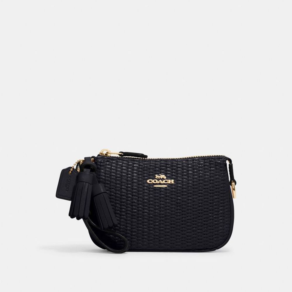 Coach Black Woven Leather with Gold Hardware Nolita